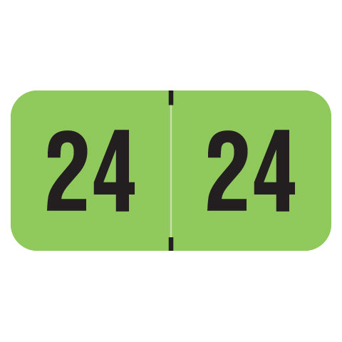 PMA Fluorescent Green Year 24 Labels, 3/4" X 1-1/2" Laminated- Roll of 500