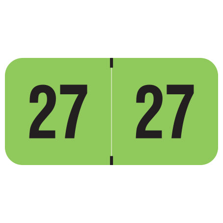 PMA Fluorescent Green Year 27 Labels, 3/4" X 1-1/2" Laminated- Roll of 500