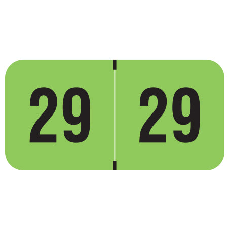 PMA Fluorescent Green Year 29 Labels, 3/4" X 1-1/2" Laminated- Roll of 500