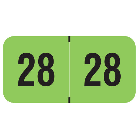 PMA Fluorescent Green Year 28 Labels, 3/4" X 1-1/2" Laminated- Roll of 500