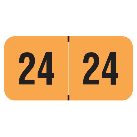 PMA Fluorescent Orange Year 24 Labels, 3/4" X 1-1/2" Laminated- Roll of 500