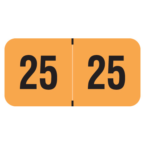 PMA Fluorescent Orange Year 25 Labels, 3/4" X 1-1/2" Laminated- Roll of 500