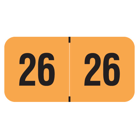 PMA Fluorescent Orange Year 26 Labels, 3/4" X 1-1/2" Laminated- Roll of 500