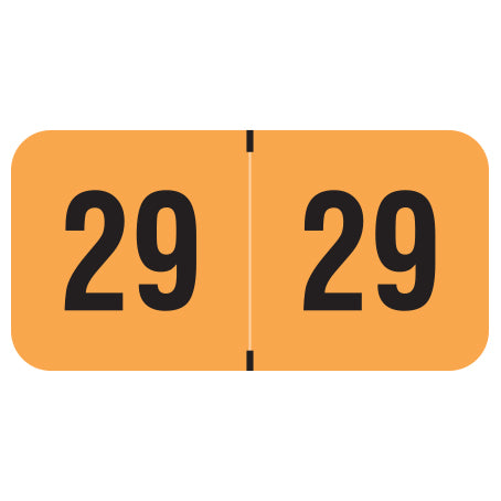 PMA Fluorescent Orange Year 29 Labels, 3/4" X 1-1/2" Laminated- Roll of 500
