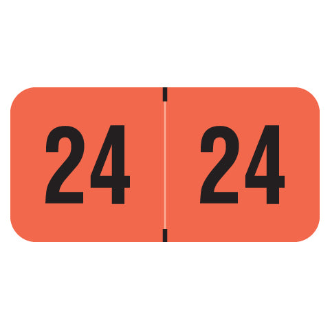 PMA Fluorescent Red Year 24 Labels, 3/4" X 1-1/2" Laminated- Roll of 500