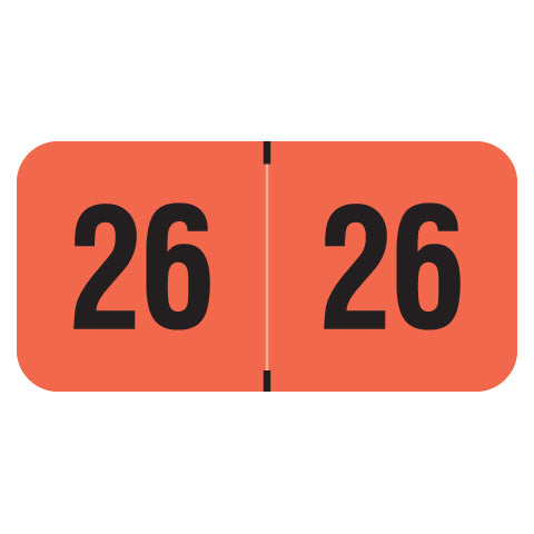 PMA Fluorescent Red Year 26 Labels, 3/4" X 1-1/2" Laminated- Roll of 500
