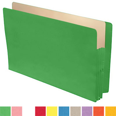 Color Expansion Pockets, Full End Tab, Tyvek Gussets, Legal Size, 3-1/2" Expansion (Carton of 250)