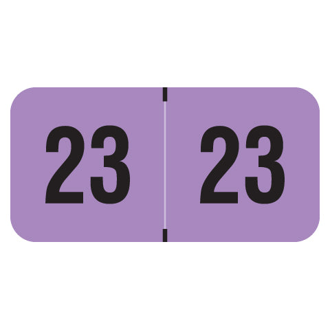 PMA Fluorescent Violet Year 23 Labels, 3/4" X 1-1/2" Laminated- Roll of 500