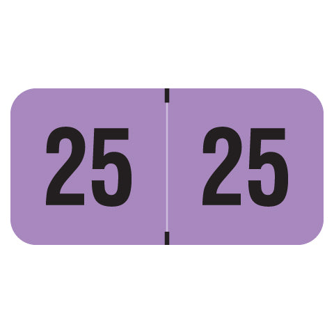 PMA Fluorescent Violet Year 25 Labels, 3/4" X 1-1/2" Laminated- Roll of 500