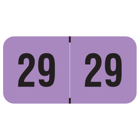 PMA Fluorescent Violet Year 29 Labels, 3/4" X 1-1/2" Laminated- Roll of 500