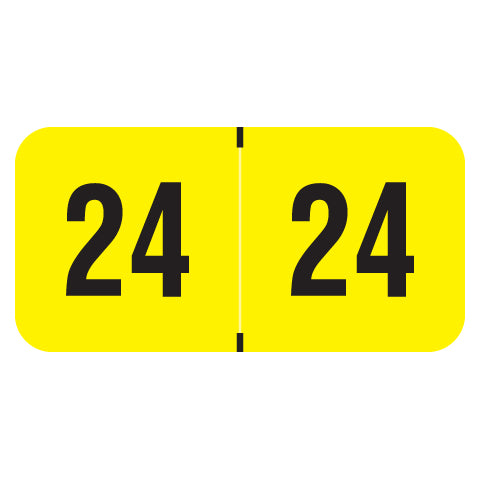 PMA Fluorescent Yellow Year 24 Labels, 3/4" X 1-1/2" Laminated- Roll of 500