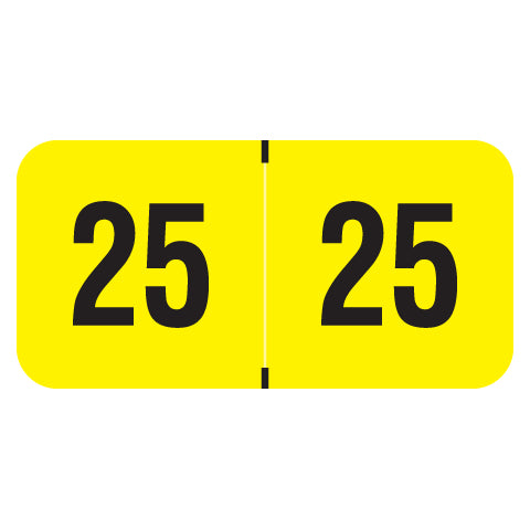 PMA Fluorescent Yellow Year 25 Labels, 3/4" X 1-1/2" Laminated- Roll of 500