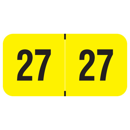 PMA Fluorescent Yellow Year 27 Labels, 3/4" X 1-1/2" Laminated- Roll of 500