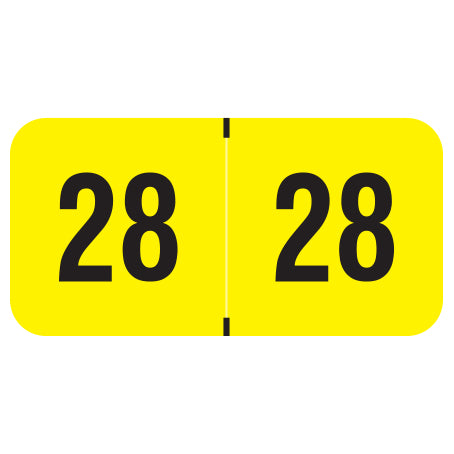 PMA Fluorescent Yellow Year 28 Labels, 3/4" X 1-1/2" Laminated- Roll of 500