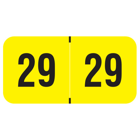 PMA Fluorescent Yellow Year 29 Labels, 3/4" X 1-1/2" Laminated- Roll of 500