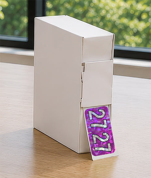 PMA Purple Holographic Year 27 Labels, 3/4" x 1-1/2" Laminated- Roll of 500