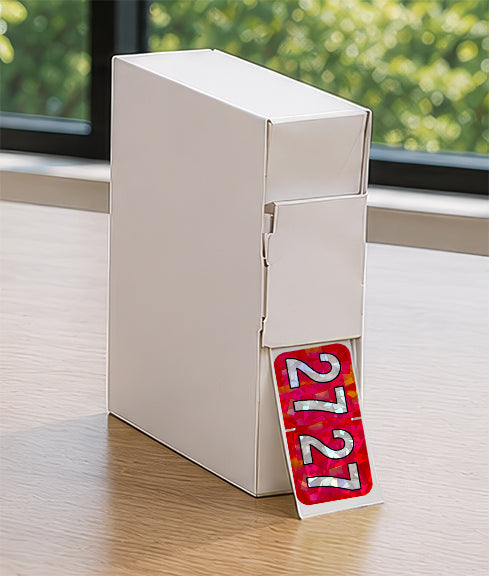 PMA Red Holographic Year 27 Labels, 3/4" x 1-1/2" Laminated- Roll of 500