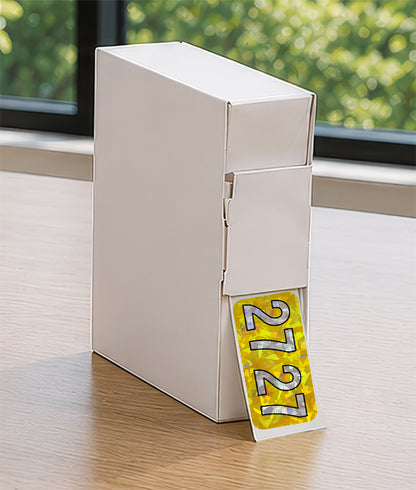PMA Yellow Holographic Year 27 Labels, 3/4" x 1-1/2" Laminated- Roll of 500