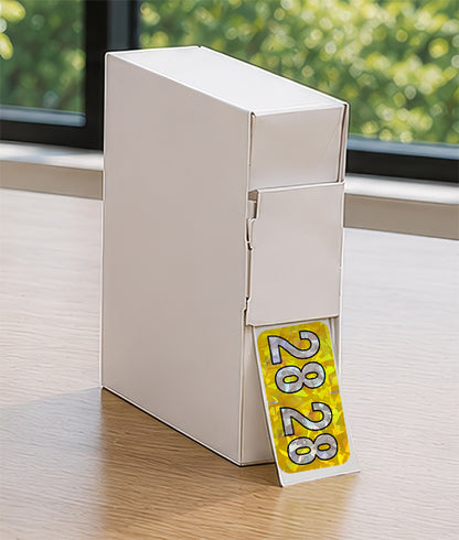 PMA Yellow Holographic Year 28 Labels, 3/4" x 1-1/2" Laminated- Roll of 500