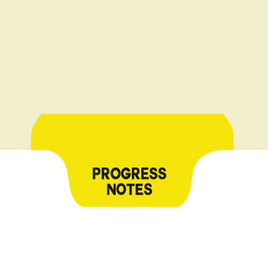 Individual Fileback Divider Tabs, Top Flap, Bottom Tabs, Progress Notes, Yellow, 1/8th Cut, Pos #2 (Pack of 50)