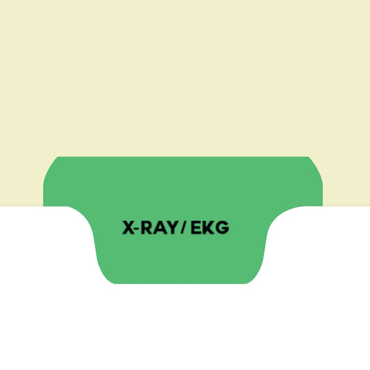 Individual Fileback Divider Tabs, Top Flap, Bottom Tabs, X-Ray/EKG, Light Green, 1/8th Cut, Pos #4 (Pack of 50)