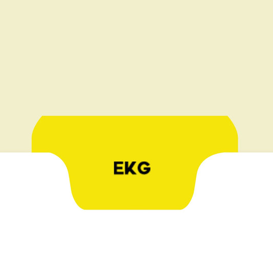 Individual Fileback Divider Tabs, Top Flap, Bottom Tabs, EKG, Yellow, 1/8th Cut, Pos #5 (Pack of 50)