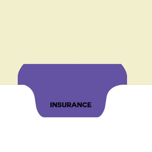 Individual Fileback Divider Tabs, Top Flap, Bottom Tabs, Insurance, Purple, 1/8th Cut, Pos #6 (Pack of 50)