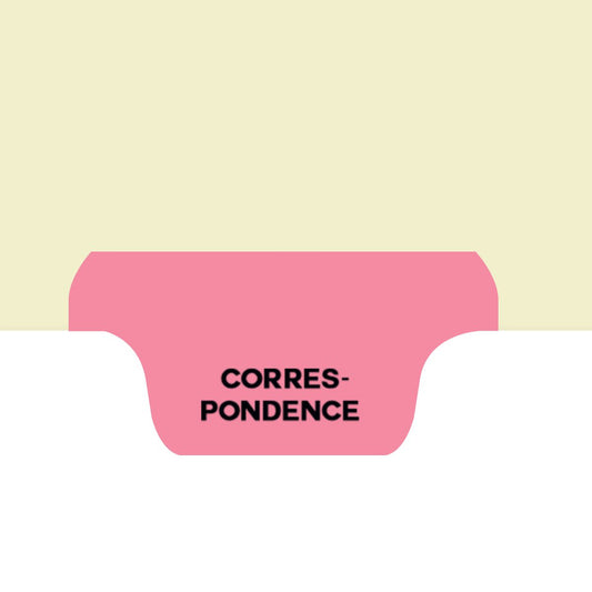 Individual Fileback Divider Tabs, Top Flap, Bottom Tabs, Correspondence, Pink, 1/8th Cut, Pos #7 (Pack of 50)