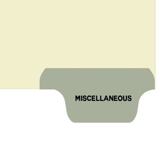 Individual Fileback Divider Tabs, Top Flap, Bottom Tabs, Miscellaneous, Gray, 1/8th Cut, Pos #8 (Pack of 50)