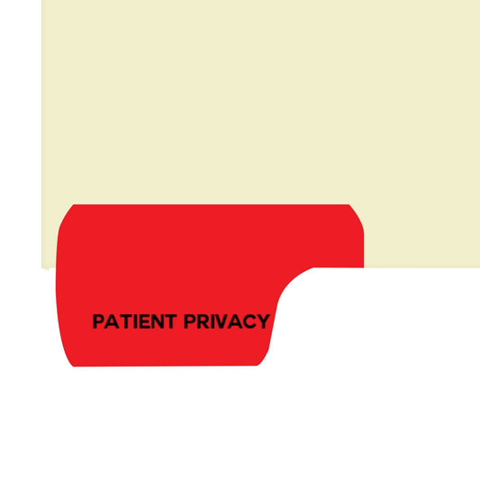Individual Fileback Divider Tabs, Top Flap, Bottom Tabs, Patient Privacy, Red, 1/8th Cut, Pos #1 (Pack of 50)