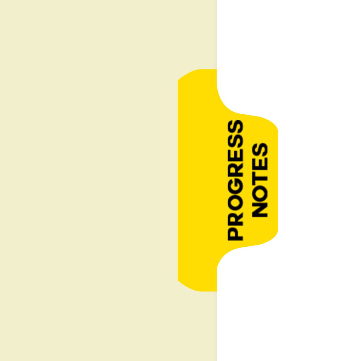 Individual Fileback Divider Tabs, Side Flap, Side Tabs, Progress Notes, Yellow, Side Tab 1/8th Cut, Pos #2 (Pack of 50)