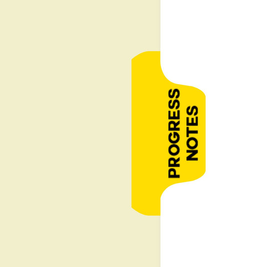 Individual Fileback Divider Tabs, Side Flap, Side Tabs, Progress Notes, Yellow, Side Tab 1/8th Cut, Pos #2 (Pack of 50)