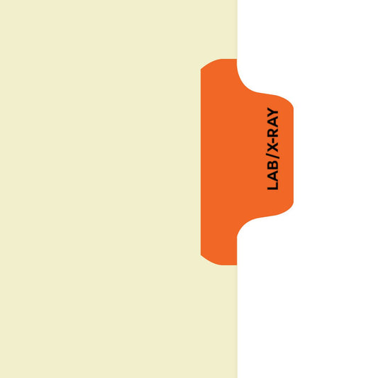 Individual Fileback Divider Tabs, Side Flap, Side Tabs, Lab/X-Ray, Orange, Side Tab 1/8th Cut, Pos #4 (Pack of 50)