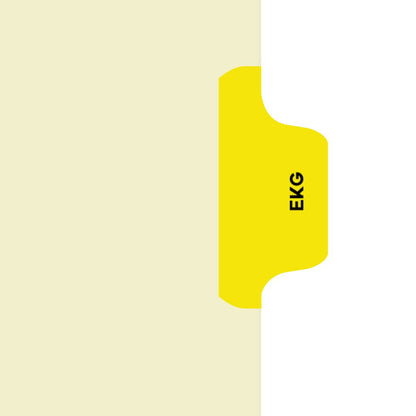 Individual Fileback Divider Tabs, Side Flap, Side Tabs, EKG, Yellow, Side Tab 1/8th Cut, Pos #5 (Pack of 50)