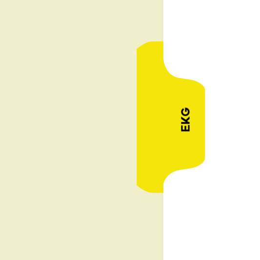 Individual Fileback Divider Tabs, Side Flap, Side Tabs, EKG, Yellow, Side Tab 1/8th Cut, Pos #5 (Pack of 50)