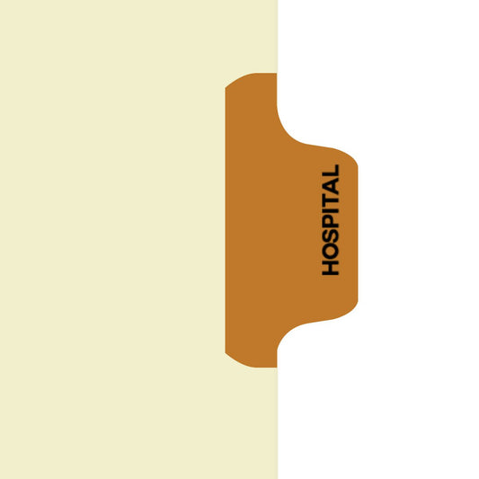 Individual Fileback Divider Tabs, Side Flap, Side Tabs, Hospital, Brown, Side Tab 1/8th Cut, Pos #5 (Pack of 50)