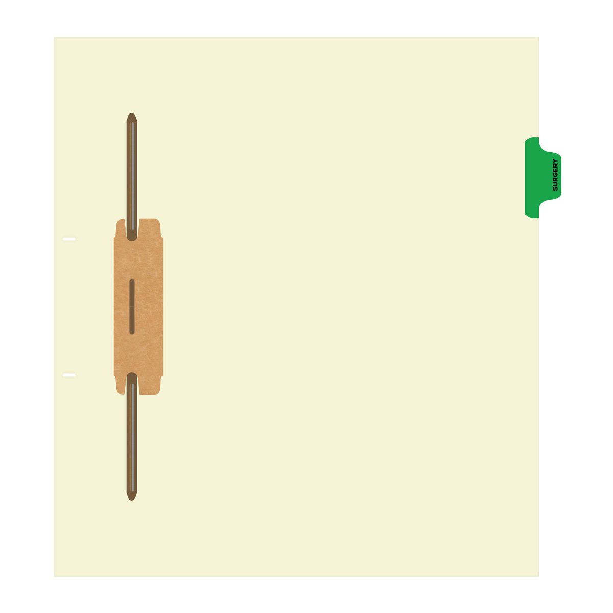 Individual Fileback Divider Tabs, Side Flap, Side Tabs, Surgery, Medium Green, Side Tab 1/8th Cut, Pos #2 (Pack of 50)