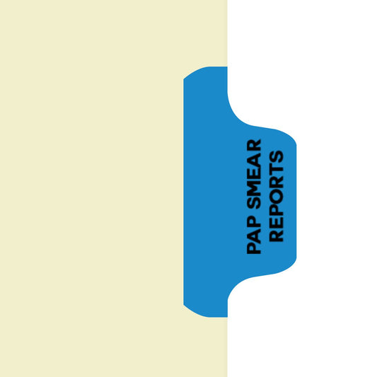 Individual Fileback Divider Tabs, Side Flap, Side Tabs, Pap Smear, Medium Blue, Side Tab 1/8th Cut, Pos #7 (Pack of 50)