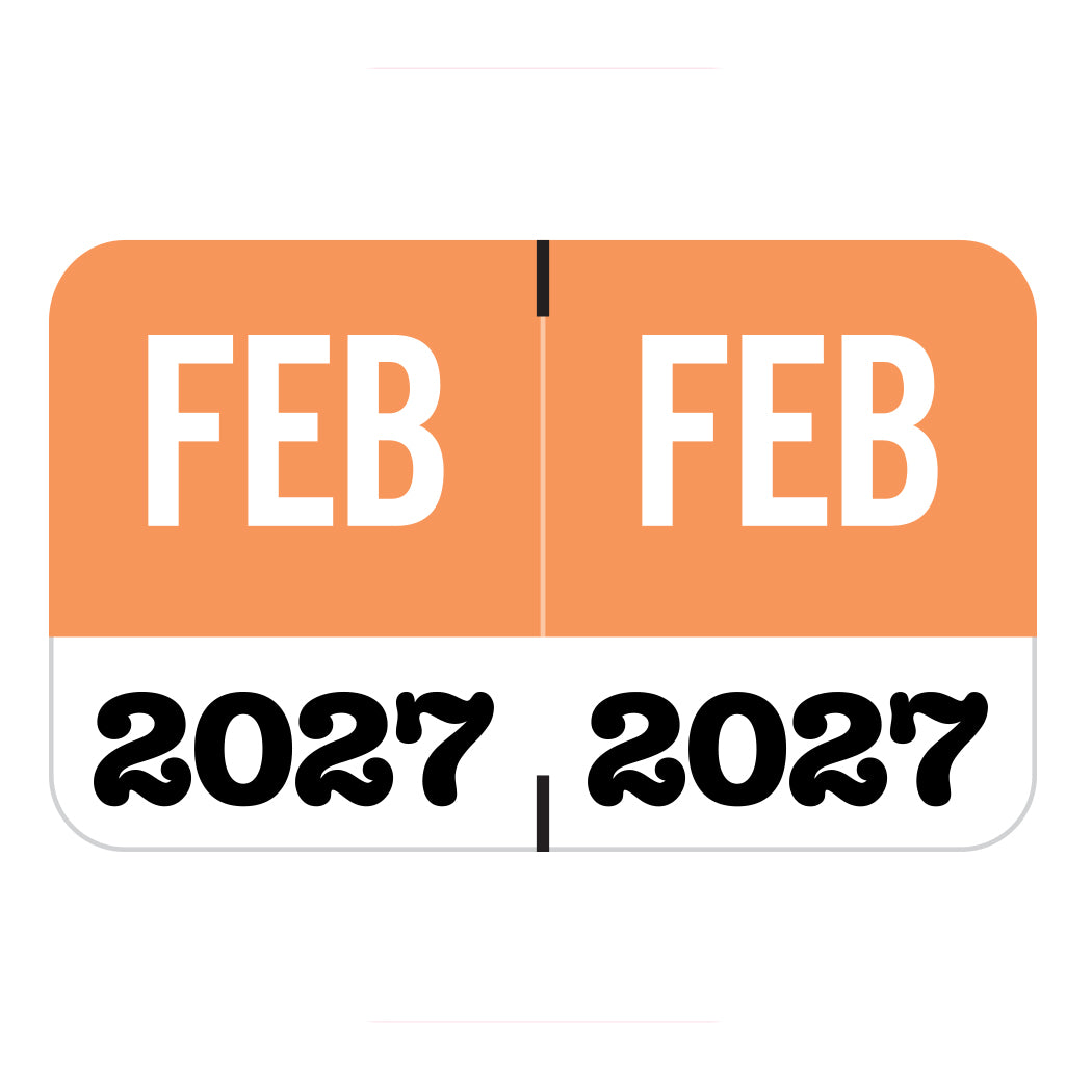Jeter Month/Year Labels, February 2027, 1" X 1-5/8" Laminated- Pack of 225