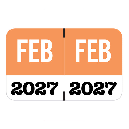 Jeter Month/Year Labels, February 2027, 1" X 1-5/8" Laminated- Pack of 225