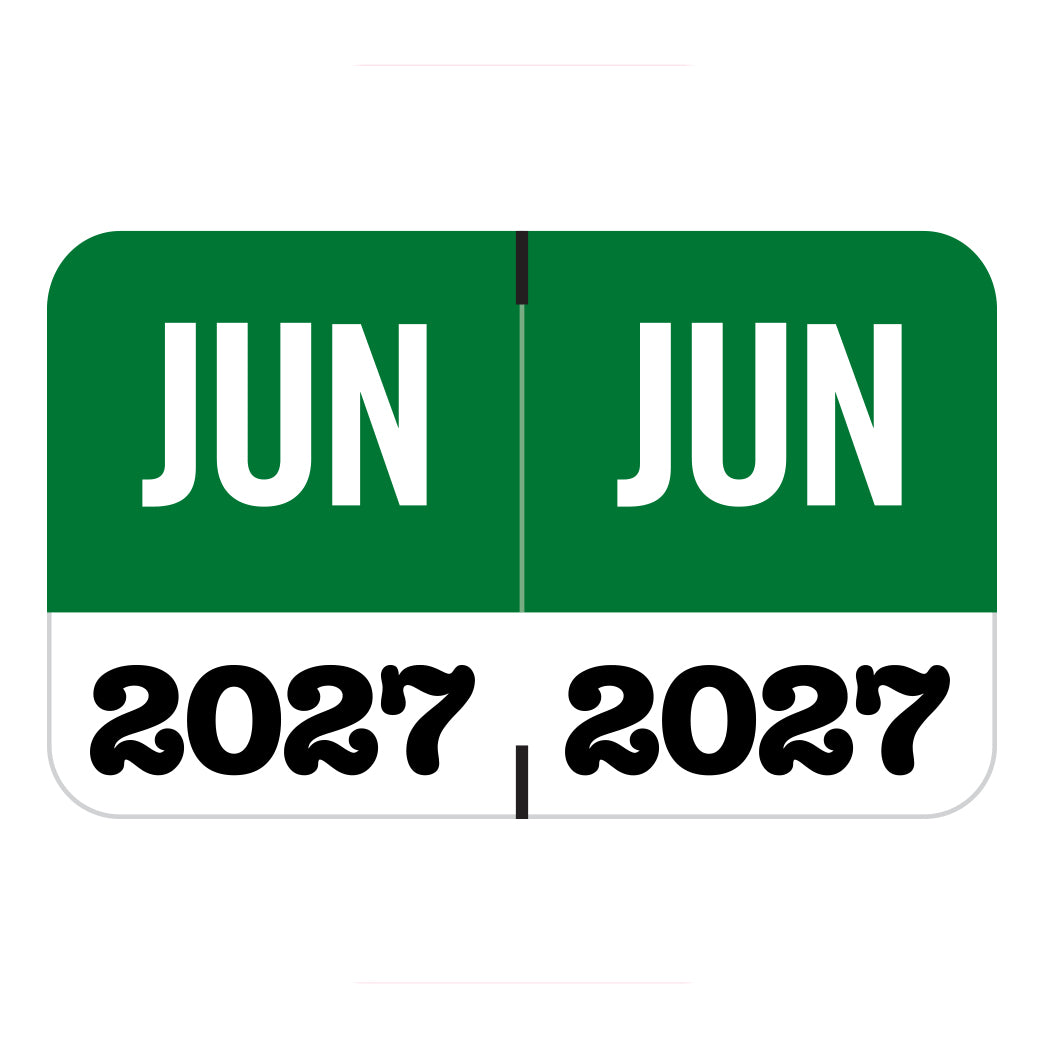 Jeter Month/Year Labels, June 2027, 1" X 1-5/8" Laminated- Pack of 225