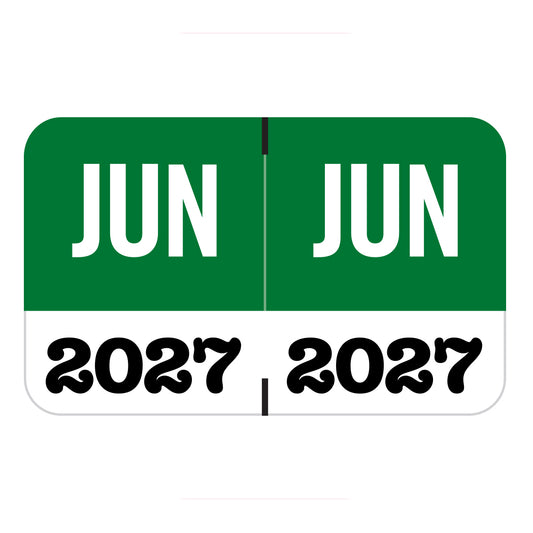 Jeter Month/Year Labels, June 2027, 1" X 1-5/8" Laminated- Pack of 225