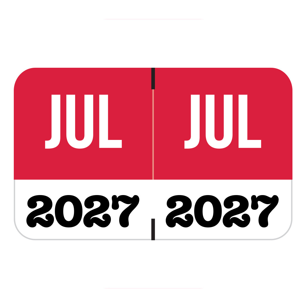 Jeter Month/Year Labels, July 2027, 1" X 1-5/8" Laminated- Pack of 225