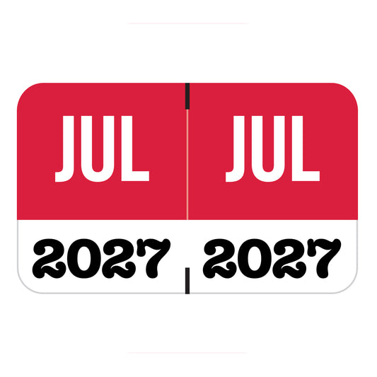 Jeter Month/Year Labels, July 2027, 1" X 1-5/8" Laminated- Pack of 225