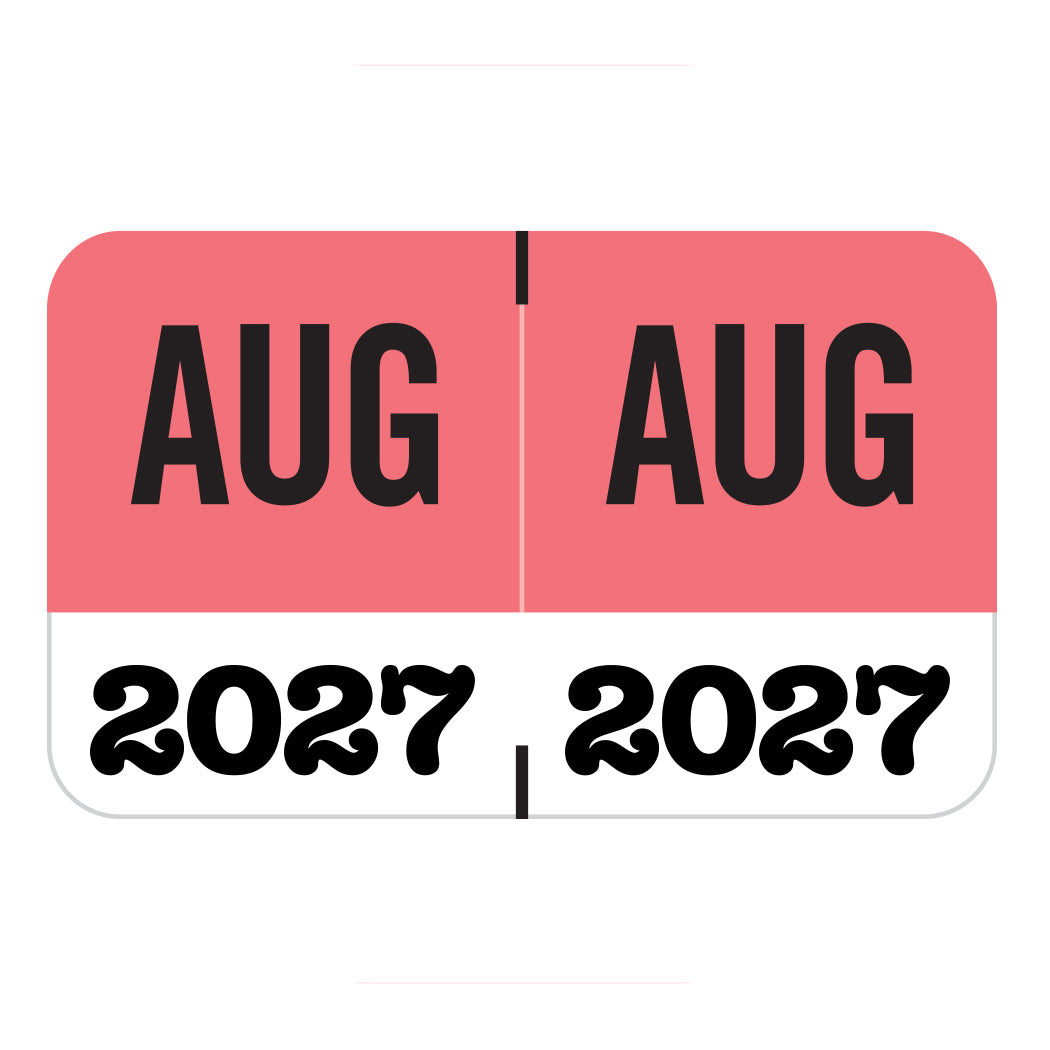 Jeter Month/Year Labels, August 2027, 1" X 1-5/8" Laminated- Pack of 225