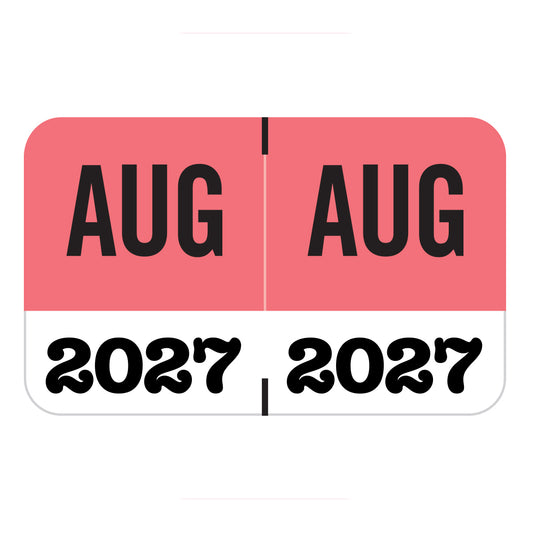 Jeter Month/Year Labels, August 2027, 1" X 1-5/8" Laminated- Pack of 225
