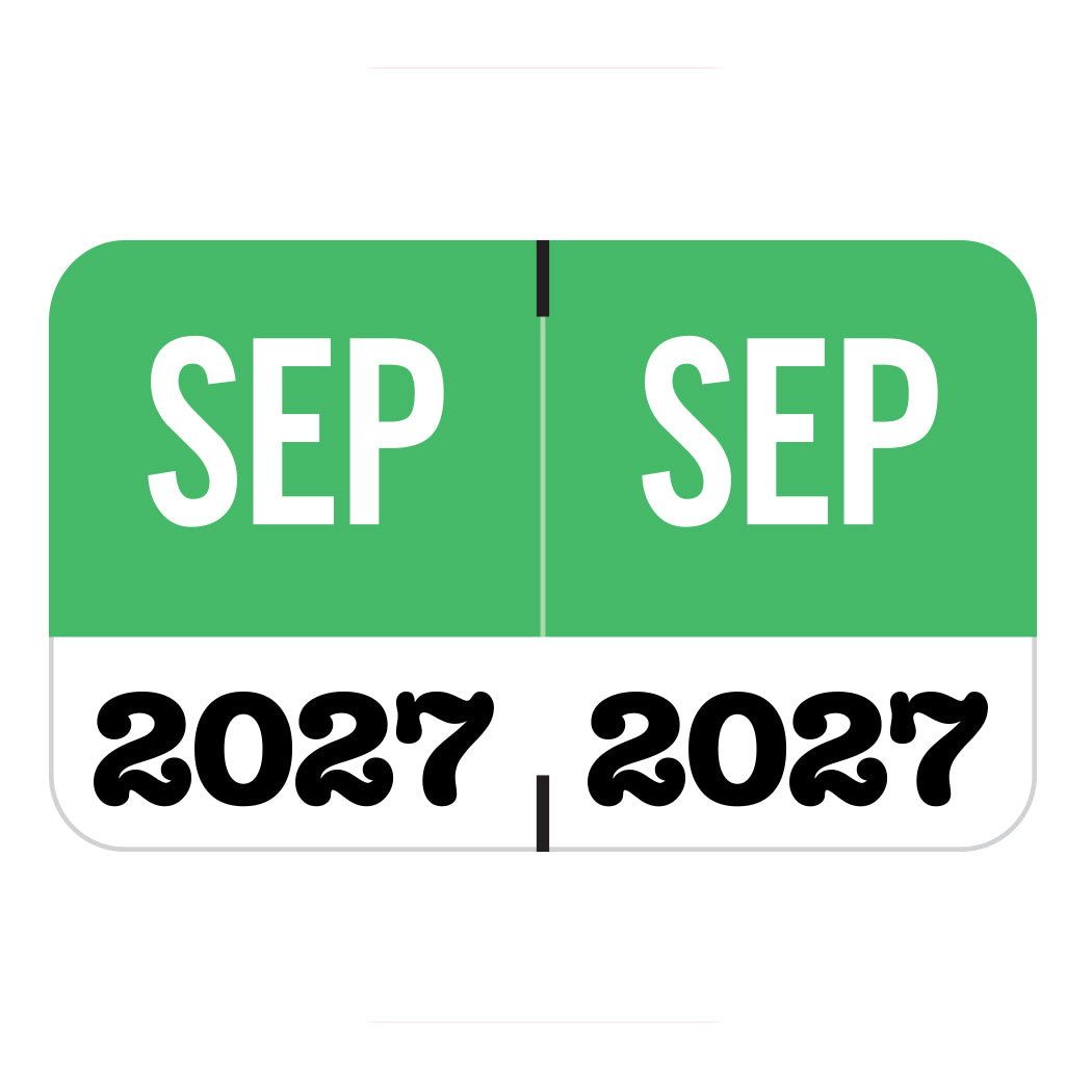 Jeter Month/Year Labels, September 2027, 1" X 1-5/8" Laminated- Pack of 225