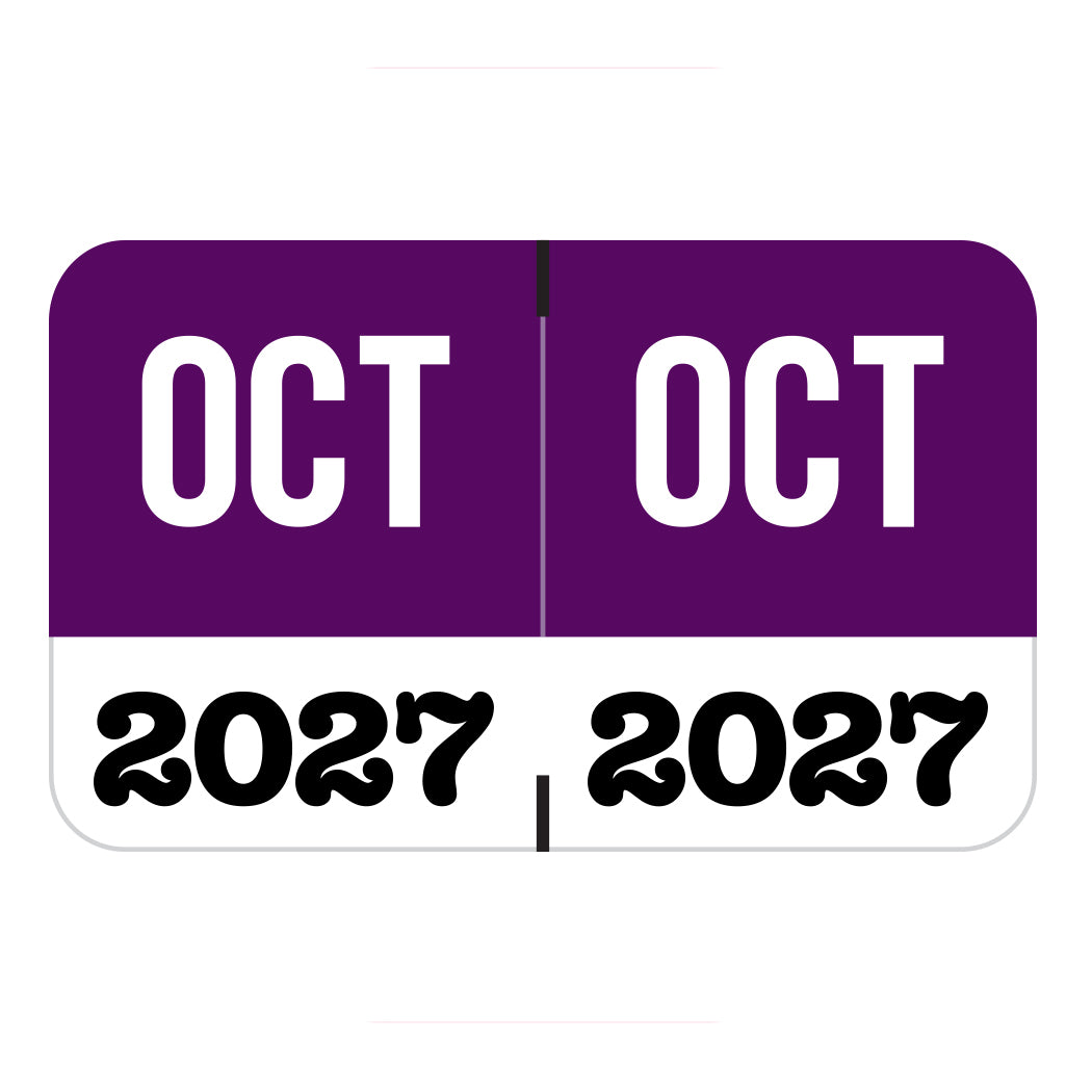 Jeter Month/Year Labels, October 2027, 1" X 1-5/8" Laminated- Pack of 225