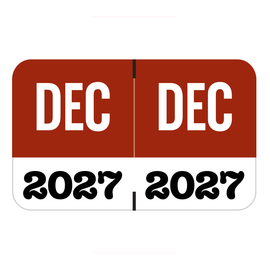 Jeter Month/Year Labels, December 2027, 1" X 1-5/8" Laminated- Pack of 225