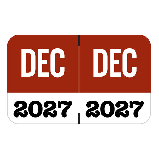 Jeter Month/Year Labels, December 2027, 1" X 1-5/8" Laminated- Pack of 225